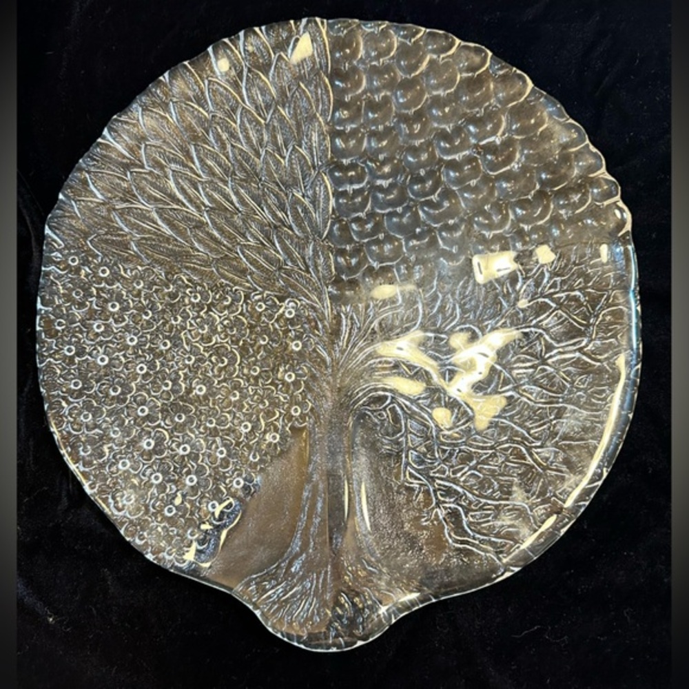 Bleikristall Crystal Four Seasons Tree Round Platter 13” Heavy